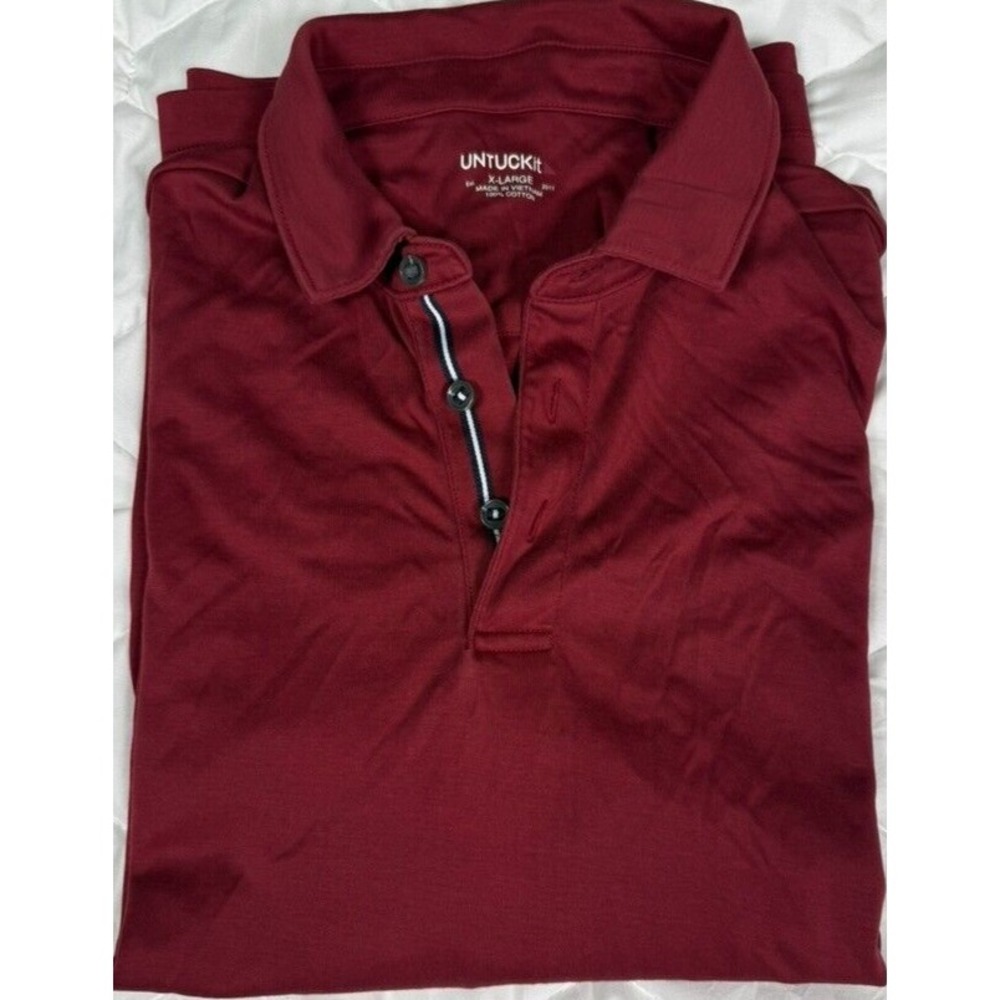 Untuckit Damaschino Polo Shirt Mens XL Maroon Long Sleeve Casual Lightweight